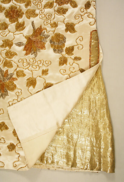 Evening dress, House of Worth (French, 1858–1956), silk, beads, metal thread, French