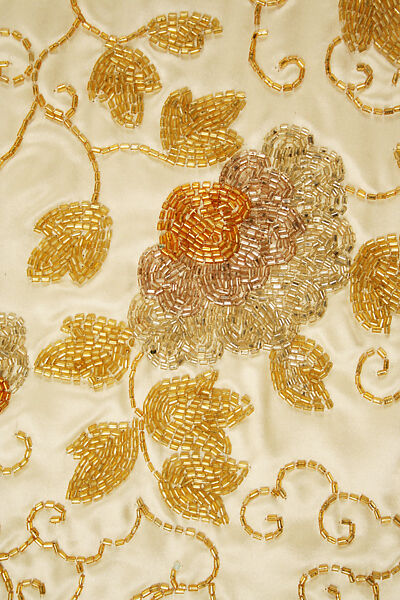 Evening dress, House of Worth (French, 1858–1956), silk, beads, metal thread, French