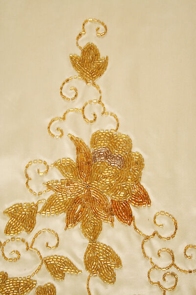 Evening dress, House of Worth (French, 1858–1956), silk, beads, metal thread, French