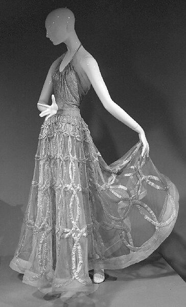 Evening dress, House of Vionnet (French, active 1912–14; 1918–39), metal thread, French