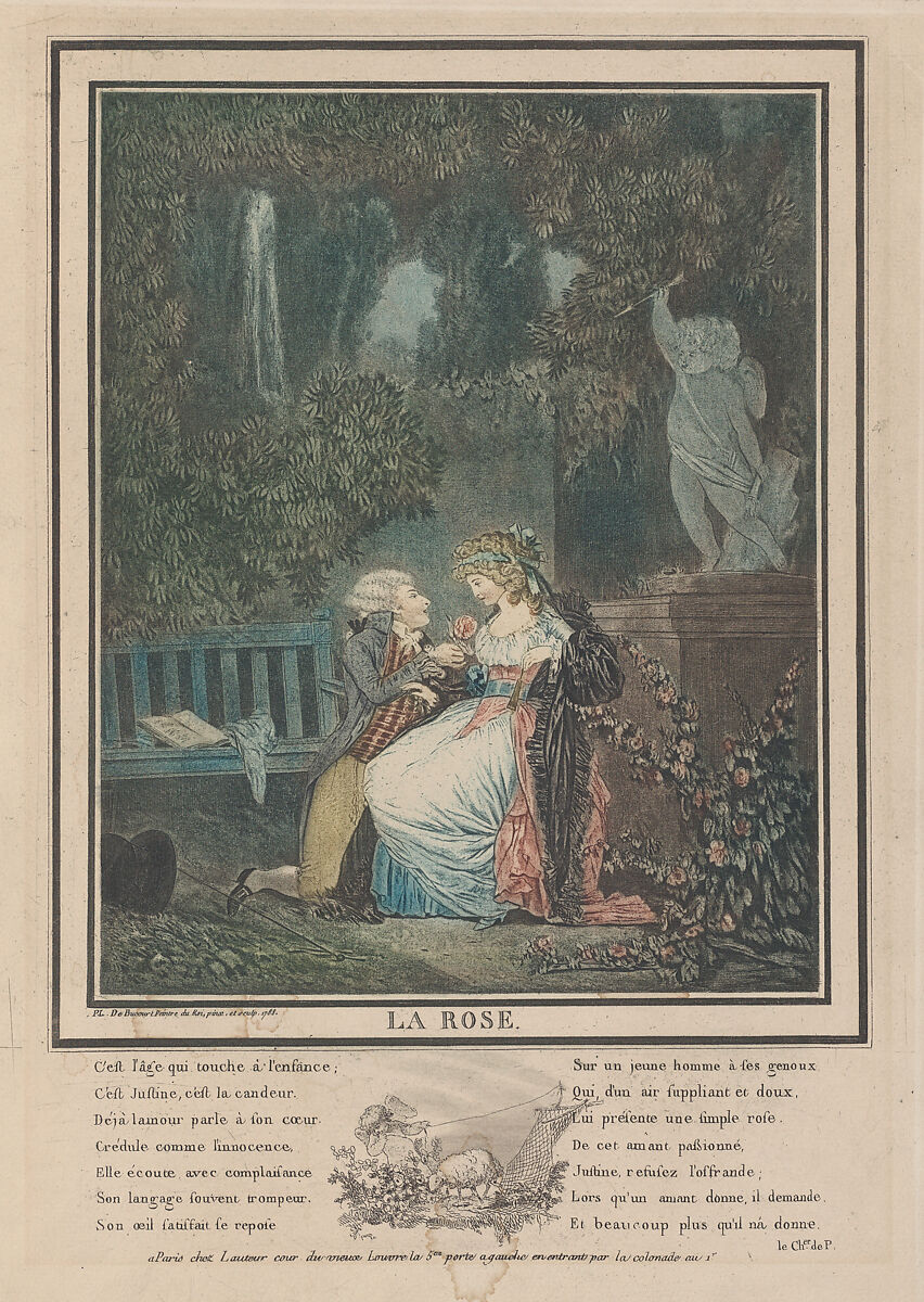 The Rose, Louis Philibert Debucourt (French, Paris 1755–1832 Paris), Color etching and aquatint 