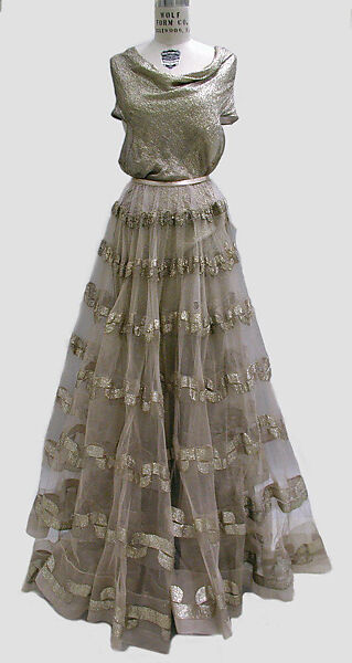 Evening dress, House of Vionnet (French, active 1912–14; 1918–39), metal thread, French