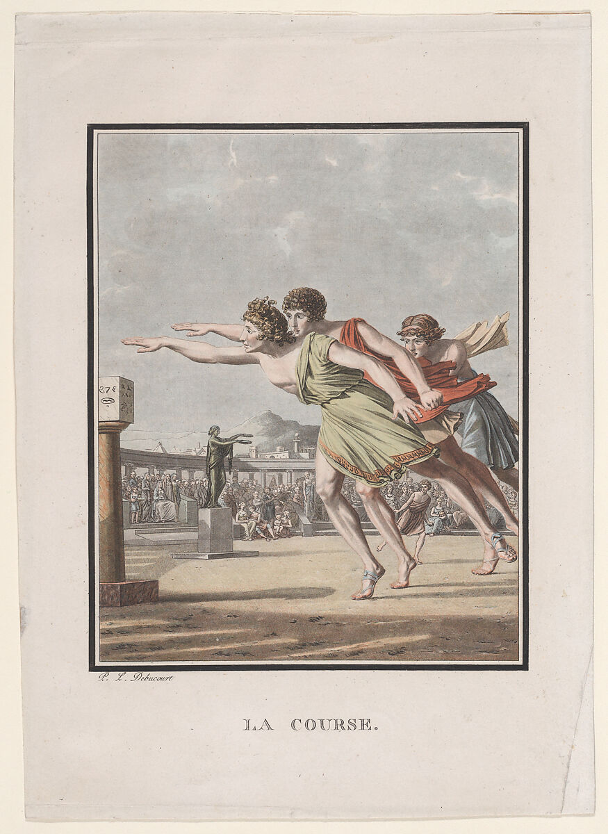 La Course, from "Hero and Leander", Louis Philibert Debucourt (French, Paris 1755–1832 Paris), Hand-colored etching and aquatint 
