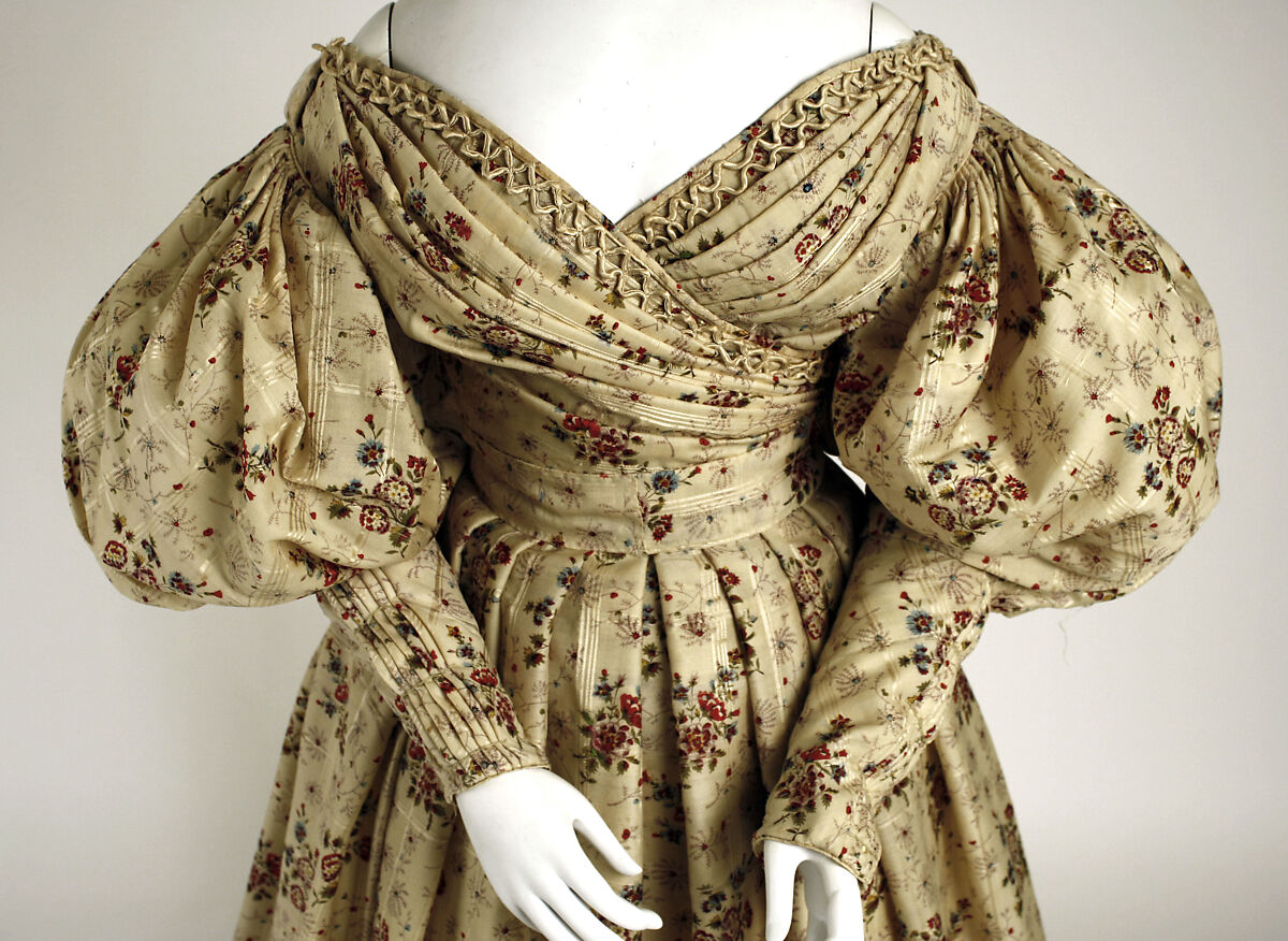 Afternoon dress, wool, silk, American
