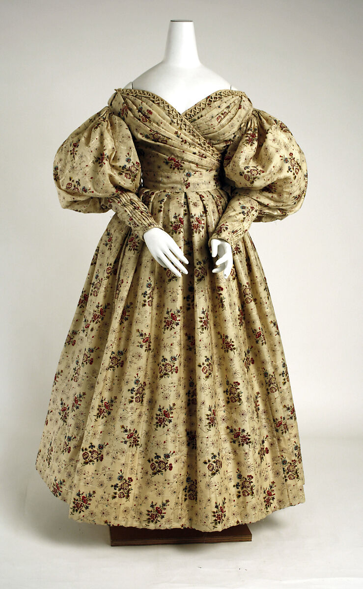 Afternoon dress, wool, silk, American