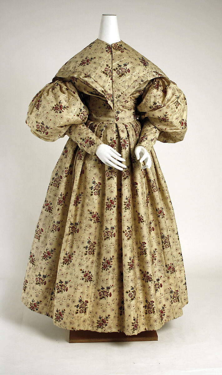 Afternoon dress, wool, silk, American 