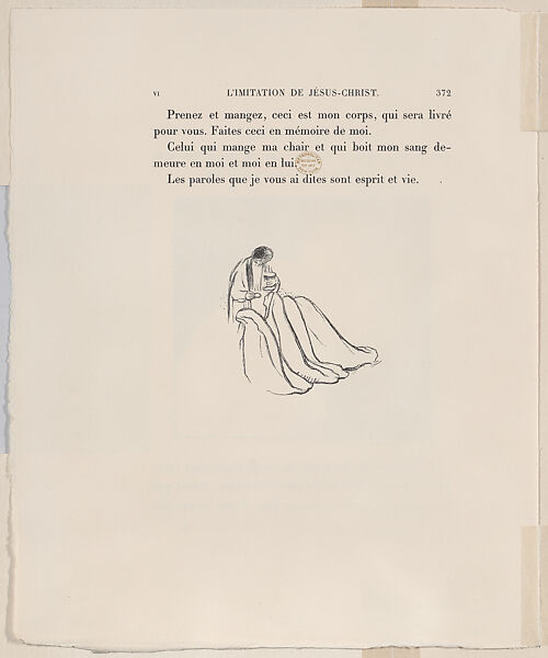 Page IX, woman praying (recto); page 372, a draped figure (verso), proofs from 'L'Imitation de Jésus Christ', Maurice Denis (French, Granville 1870–1943 Saint-Germain-en-Laye), Lithograph; proof