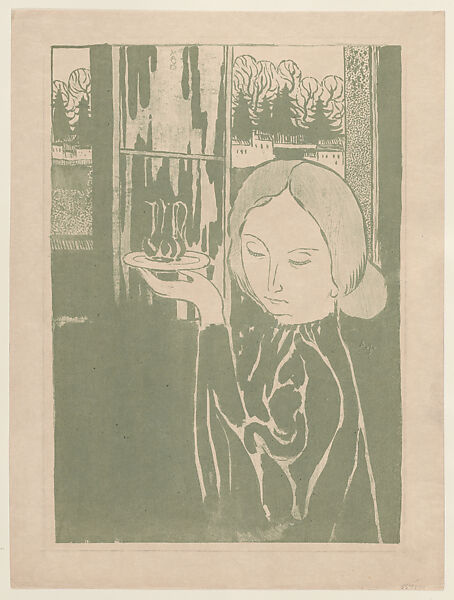 Marthe bringing the creuts, Maurice Denis (French, Granville 1870–1943 Saint-Germain-en-Laye), Lithograph printed in green 