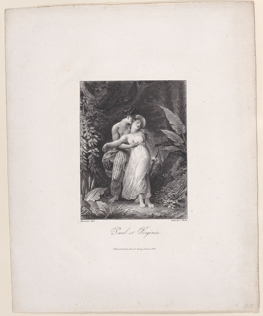 Paul and Virginia, Alexandre Joseph Desenne (French, Paris 1785–1827 Paris), Lithograph 