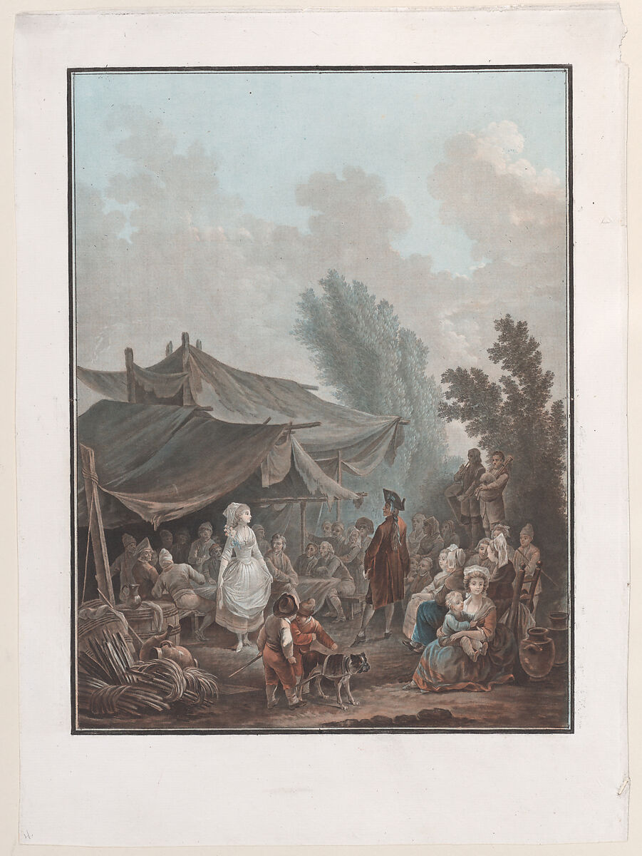 La Noce de Village, Charles Melchior Descourtis (French, Paris 1753–1820 Paris), Color aquatint, etching, and engraving; proof 