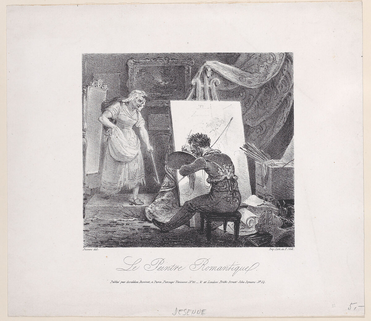The Romantic Painter (Le Peintre Romantique), Alexandre Joseph Desenne (French, Paris 1785–1827 Paris), Lithograph 