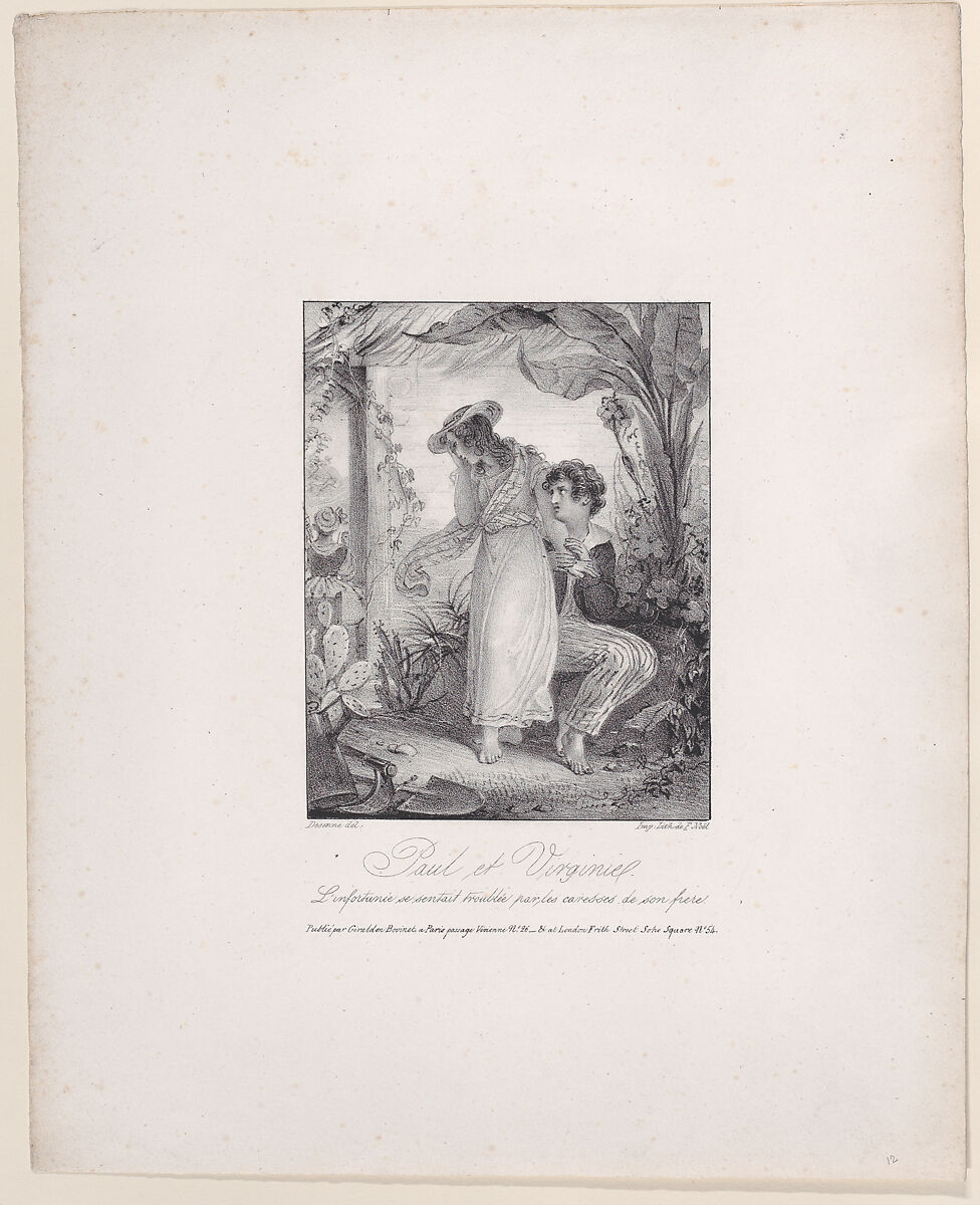 Paul and Virginia, Alexandre Joseph Desenne (French, Paris 1785–1827 Paris), Lithograph 