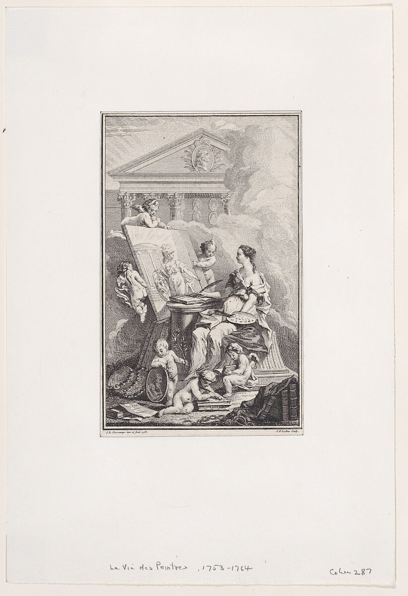 Frontispiece from "La Vie des Peintres", Jacques Philippe Le Bas (French, Paris 1707–1783 Paris), Etching and engraving 