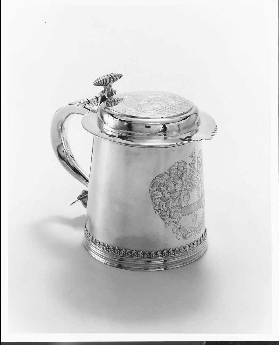 Tankard, Gerrit Onckelbag (baptized 1670–1732), Silver, American