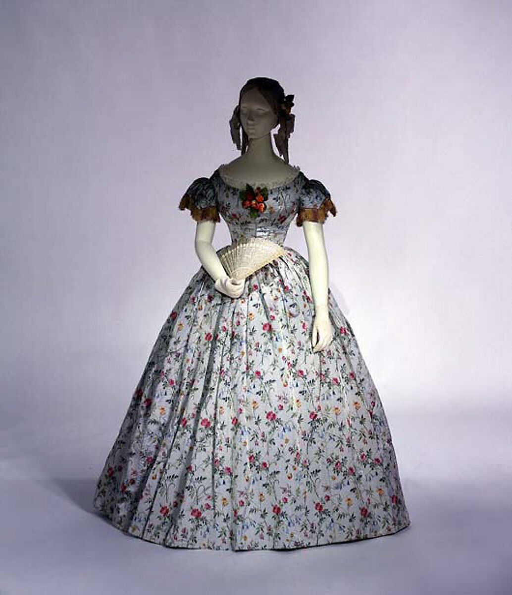 Evening dress, silk, French