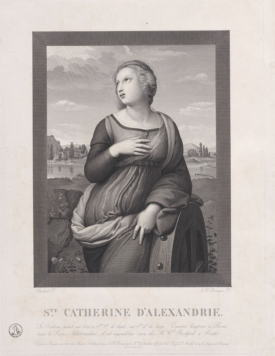 Saint Catherine of Alexandria, Auguste Gaspard Louis Boucher Desnoyers (French, Paris 1779–1857 Paris), Engraving 