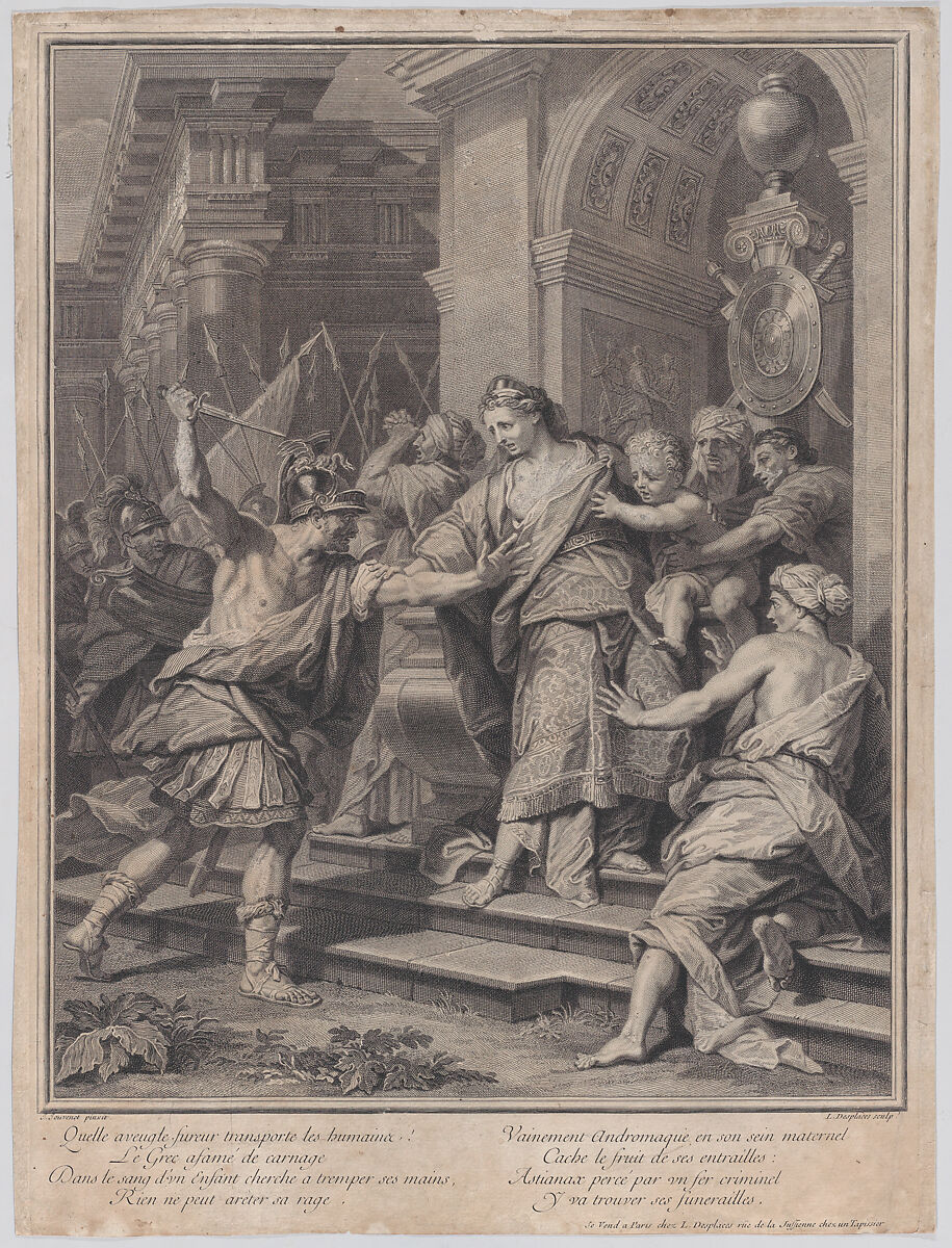 Astyanax taken from Andromache, Louis Desplaces (French, Paris 1682–1739 Paris), Engraving 