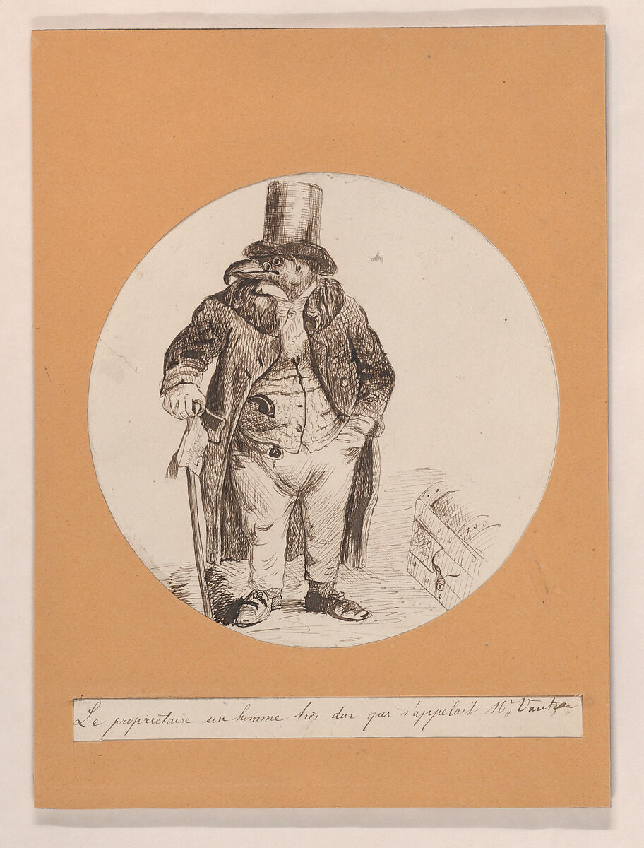 Mister Vulture, J. J. Grandville (French, Nancy 1803–1847 Vanves), Pen and ink 