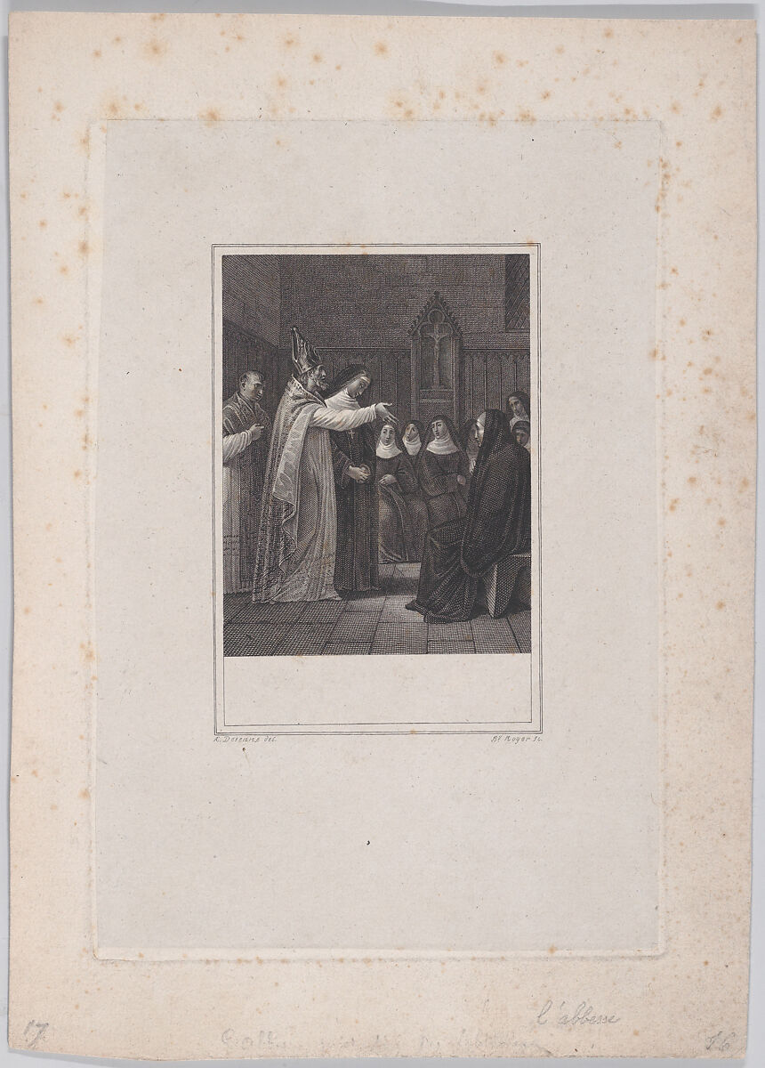 A priest and a group of nuns, Barthélemy Joseph Fulcran Roger (French, Lodève 1767–1841 Saulx-lès-Chartreux), Etching and engraving 