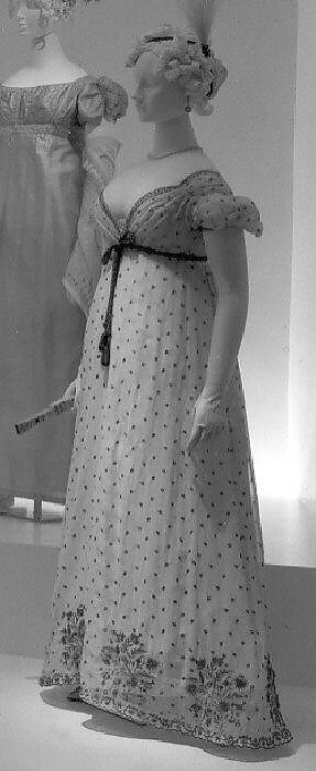 Evening dress, cotton, metallic thread, French