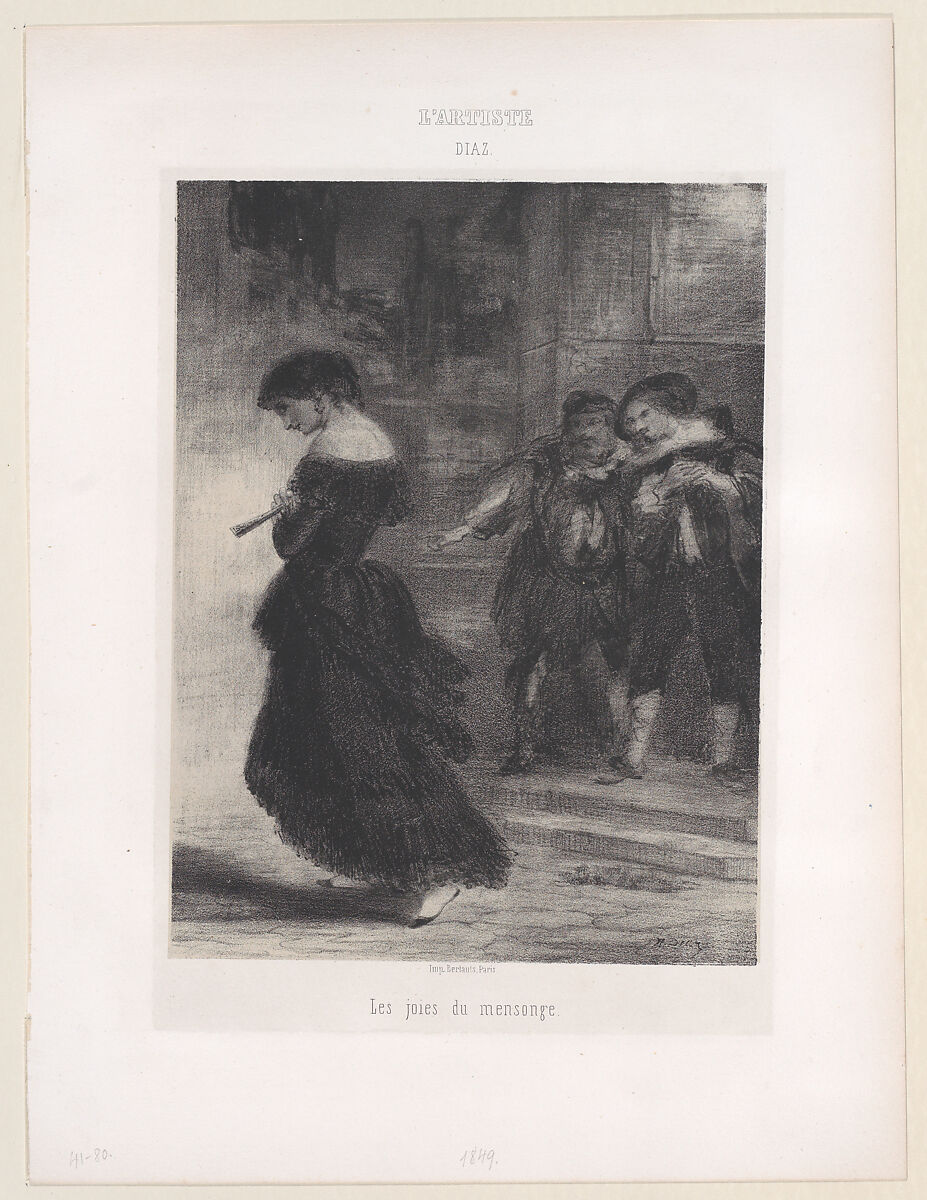 Les joies du mensonge, Narcisse-Virgile Diaz de la Peña (French, Bordeaux 1808–1876 Menton), Lithograph 