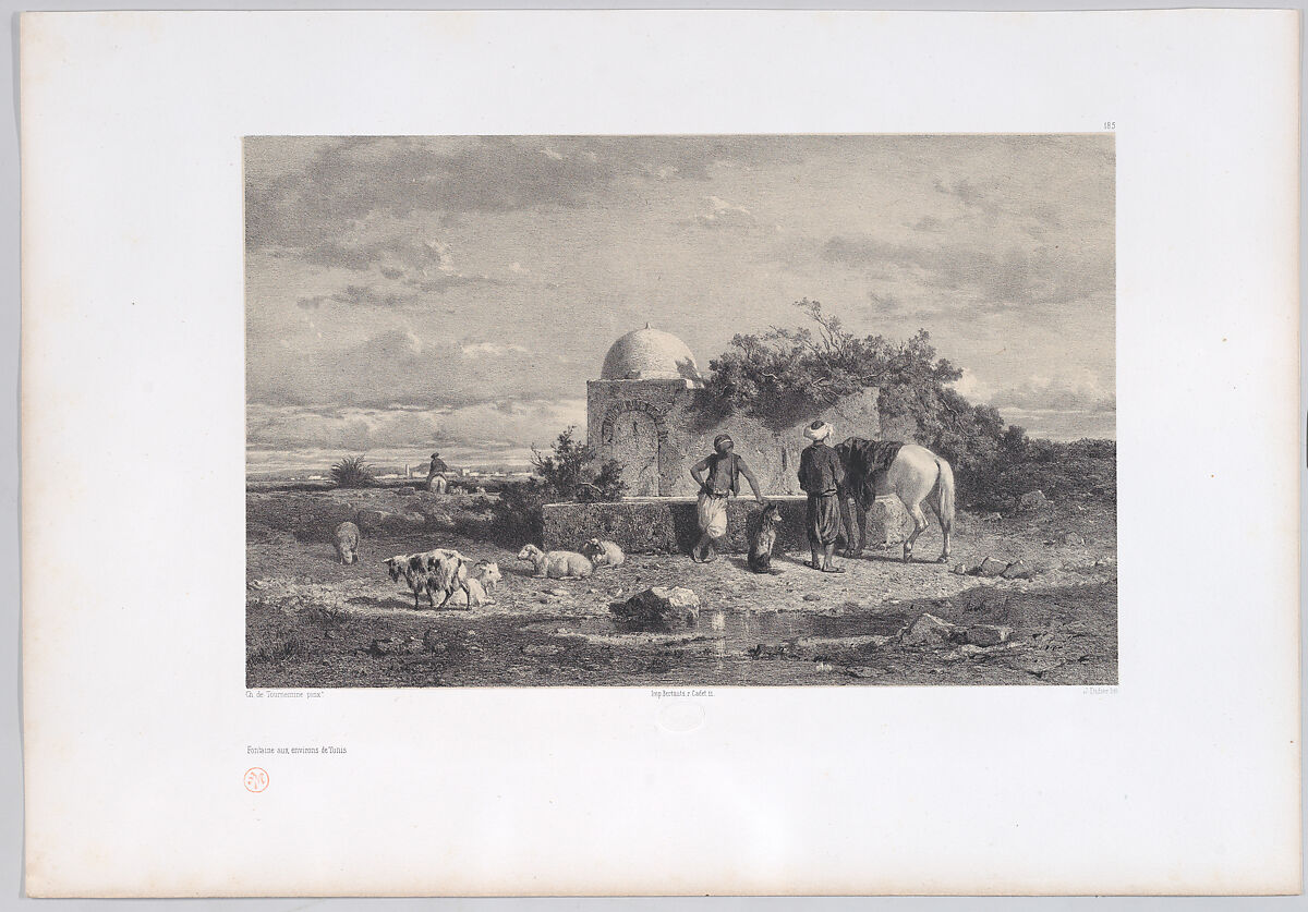 Fontaine aux environs de Tunis, Jules Didier (French, Paris 1831–1914), Lithograph 