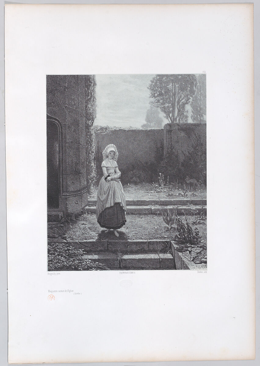 Marguerite sortant de l'Eglise (Goëthe), Jules Didier (French, Paris 1831–1914), Lithograph 