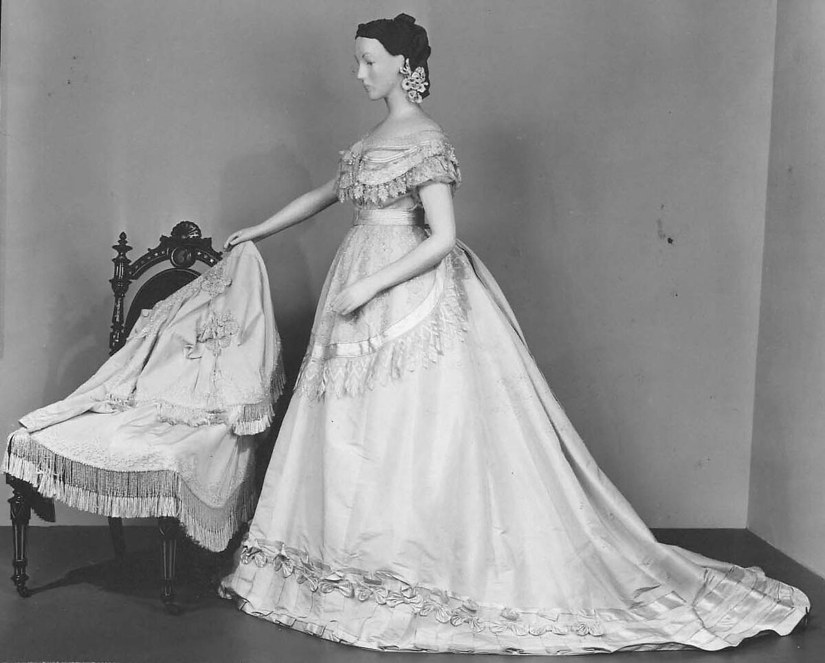 Evening dress, silk, French