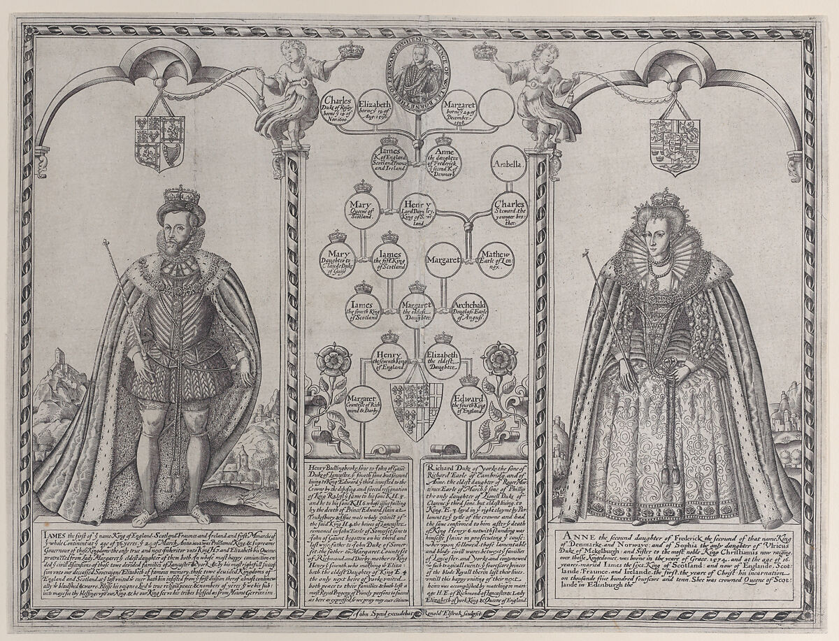 James I and Anne of Denmark, Renold Elstrack (British, 1570–1625), Engraving 
