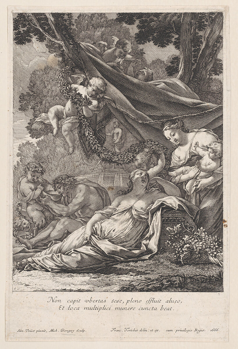 Abundance, Michel Dorigny (French, Saint-Quentin 1616/17–1665 Paris), Etching 