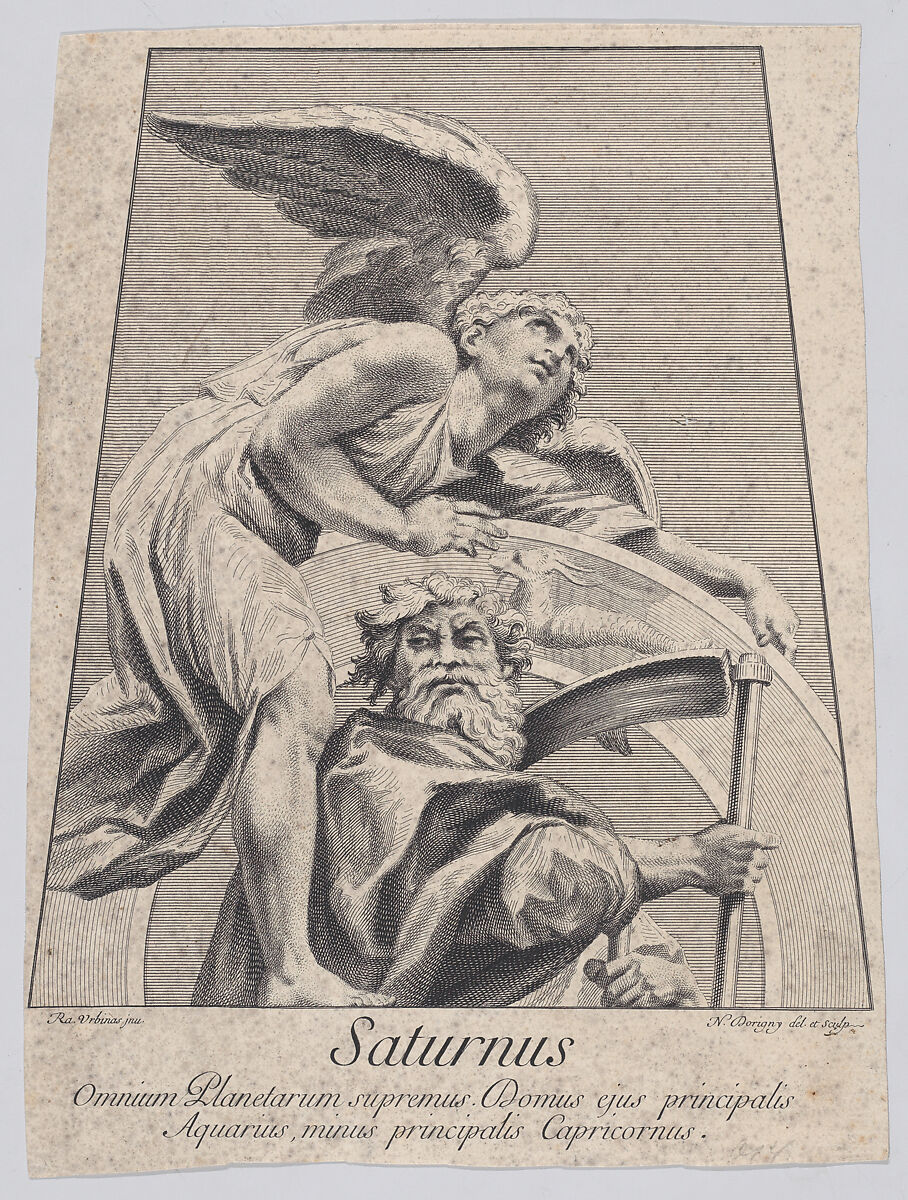 Saturn, Sir Nicolas Dorigny (French, baptized Paris, 1658–1746 Paris), Engraving 
