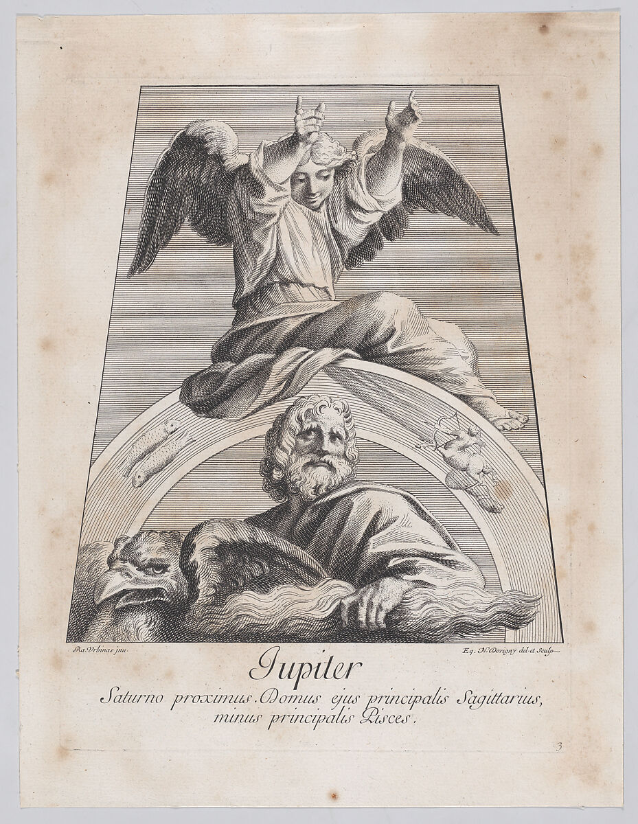 Jupiter, Sir Nicolas Dorigny (French, baptized Paris, 1658–1746 Paris), Engraving 