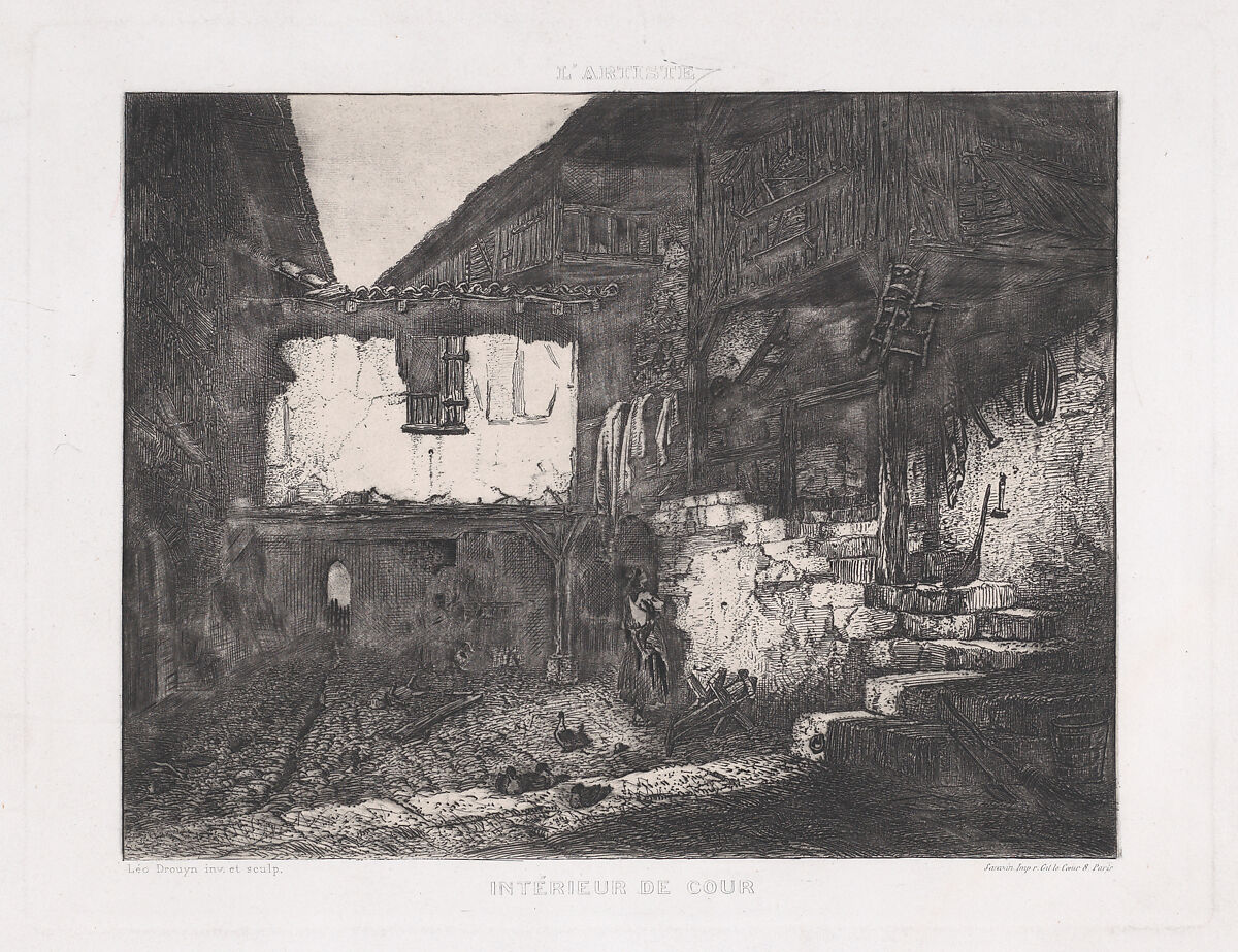 Intérieur de Cour, François Joseph Léo Drouyn (French, Izon 1816–1896 Bordeaux), Etching 