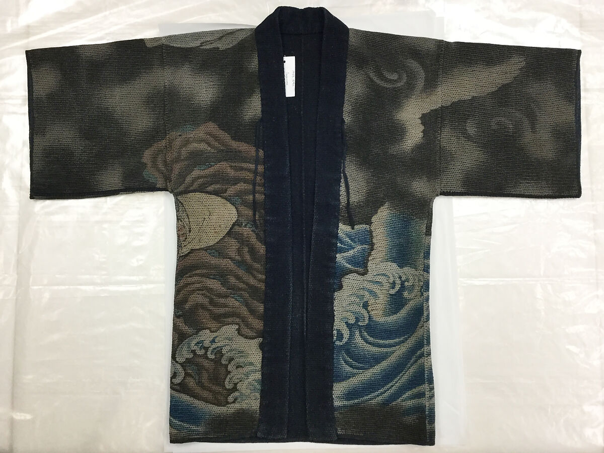 Fireman’s Jacket (Hikeshi-Banten) with Susanoo-no-mikoto Deity Scene, Quilted cotton with tube-drawn paste-resist dyeing (tsutsugaki) with hand-painted details, Japanese