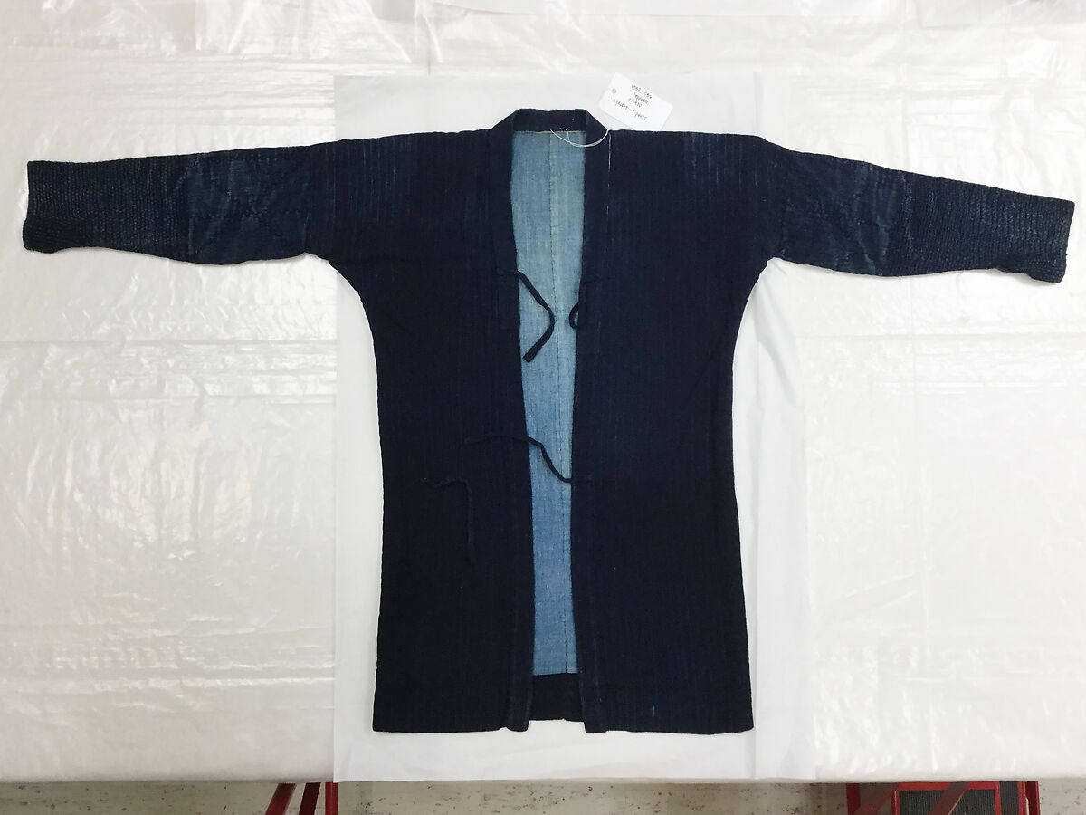 Fireman’s Jacket (Hikeshi-Banten) with Susanoo-no-mikoto Deity Scene, Quilted cotton with tube-drawn paste-resist dyeing (tsutsugaki) with hand-painted details, Japanese