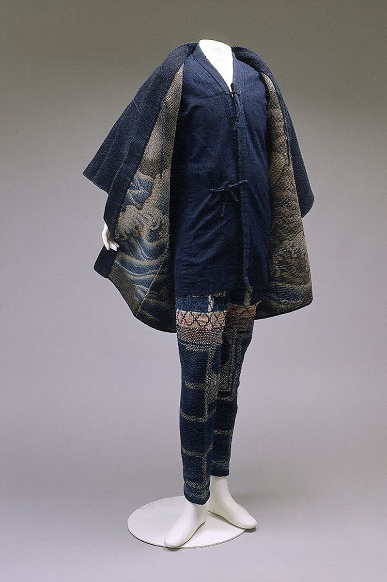 Fireman’s Jacket (Hikeshi-Banten) with Susanoo-no-mikoto Deity Scene, Quilted cotton with tube-drawn paste-resist dyeing (tsutsugaki) with hand-painted details, Japanese