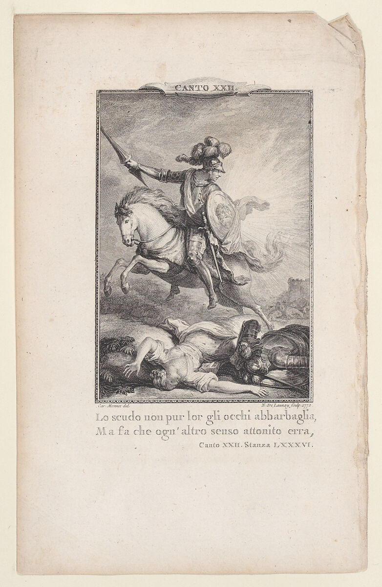 Canto 22, Stanza 86, from "Orlando Furioso", Nicolas de Launay (French, Paris 1739–1792), Etching and engraving 