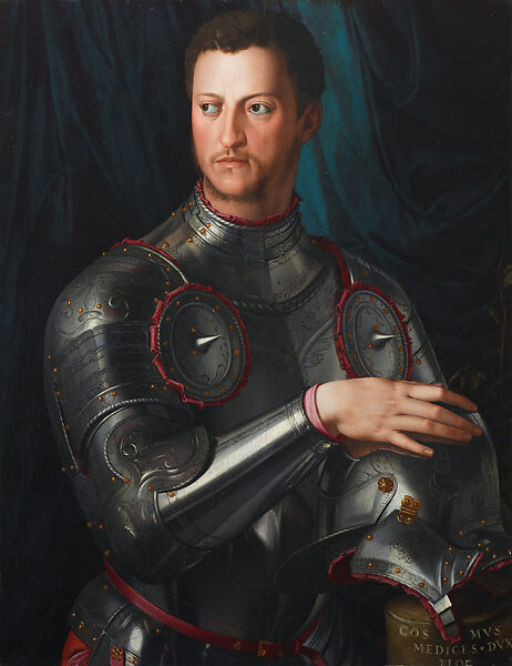 Cosimo I de' Medici in Armor, Bronzino (Agnolo di Cosimo di Mariano) (Italian, Monticelli 1503–1572 Florence), Oil on panel 