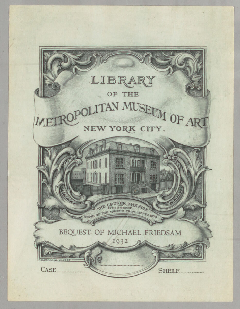 Library of the Metropolitan Museum of Art bookplate, Edwin Davis French 