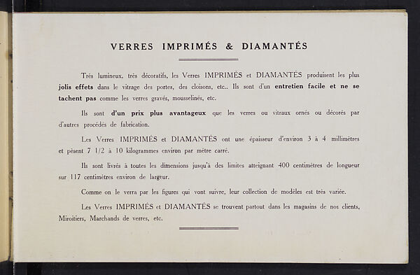 Album des verres coulés, Manufactures des glaces &amp; produits chimiques de Saint-Gobain, Chauny &amp; Cirey, Full paper cover pamphlet binding, monochrom printing