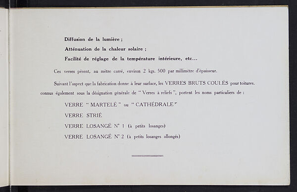 Album des verres coulés, Manufactures des glaces &amp; produits chimiques de Saint-Gobain, Chauny &amp; Cirey, Full paper cover pamphlet binding, monochrom printing