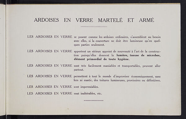 Album des verres coulés, Manufactures des glaces &amp; produits chimiques de Saint-Gobain, Chauny &amp; Cirey, Full paper cover pamphlet binding, monochrom printing