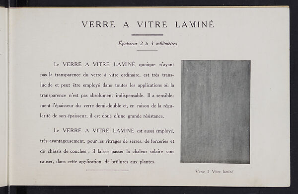 Album des verres coulés, Manufactures des glaces &amp; produits chimiques de Saint-Gobain, Chauny &amp; Cirey, Full paper cover pamphlet binding, monochrom printing