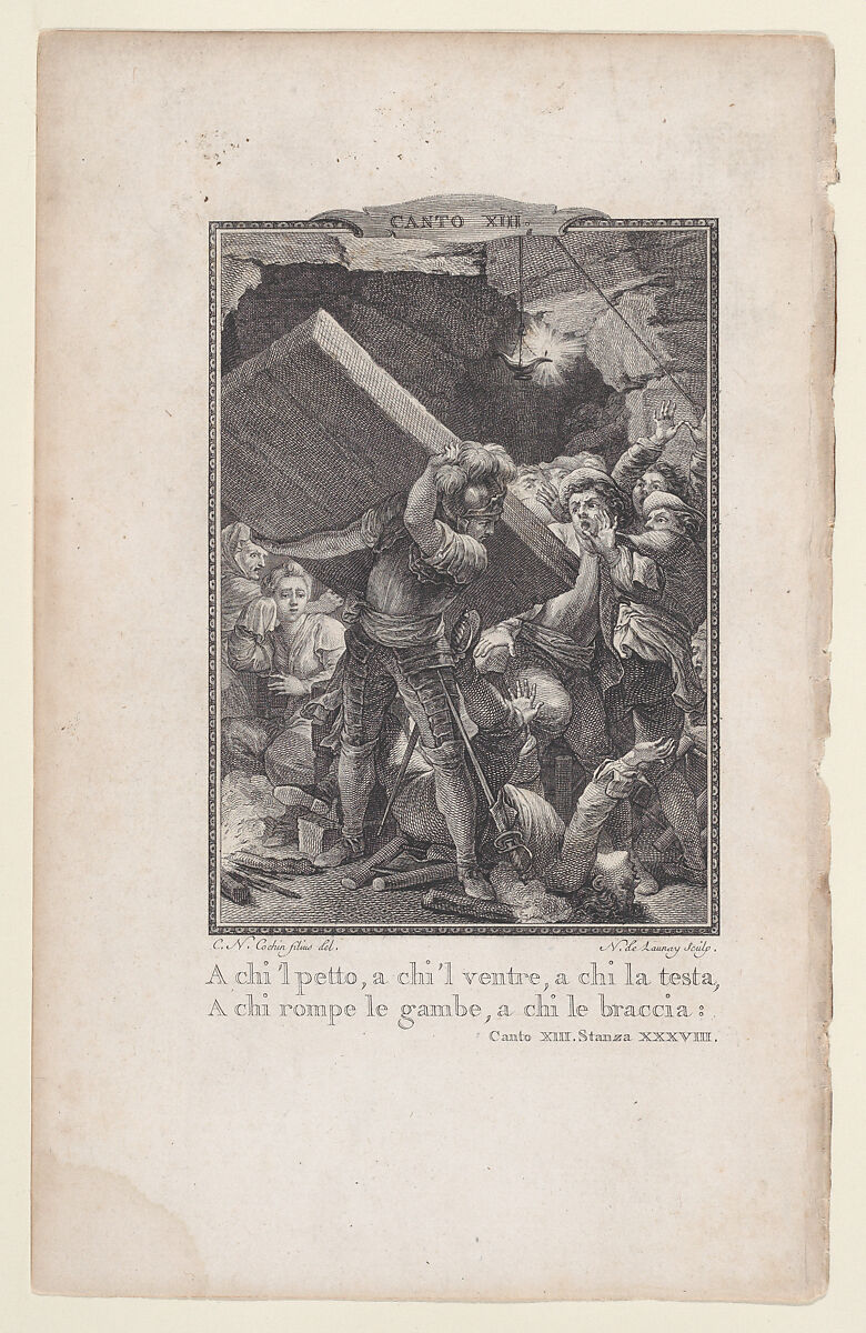 Canto 13, Stanza 38, from "Orlando Furioso", Nicolas de Launay (French, Paris 1739–1792), Etching and engraving 
