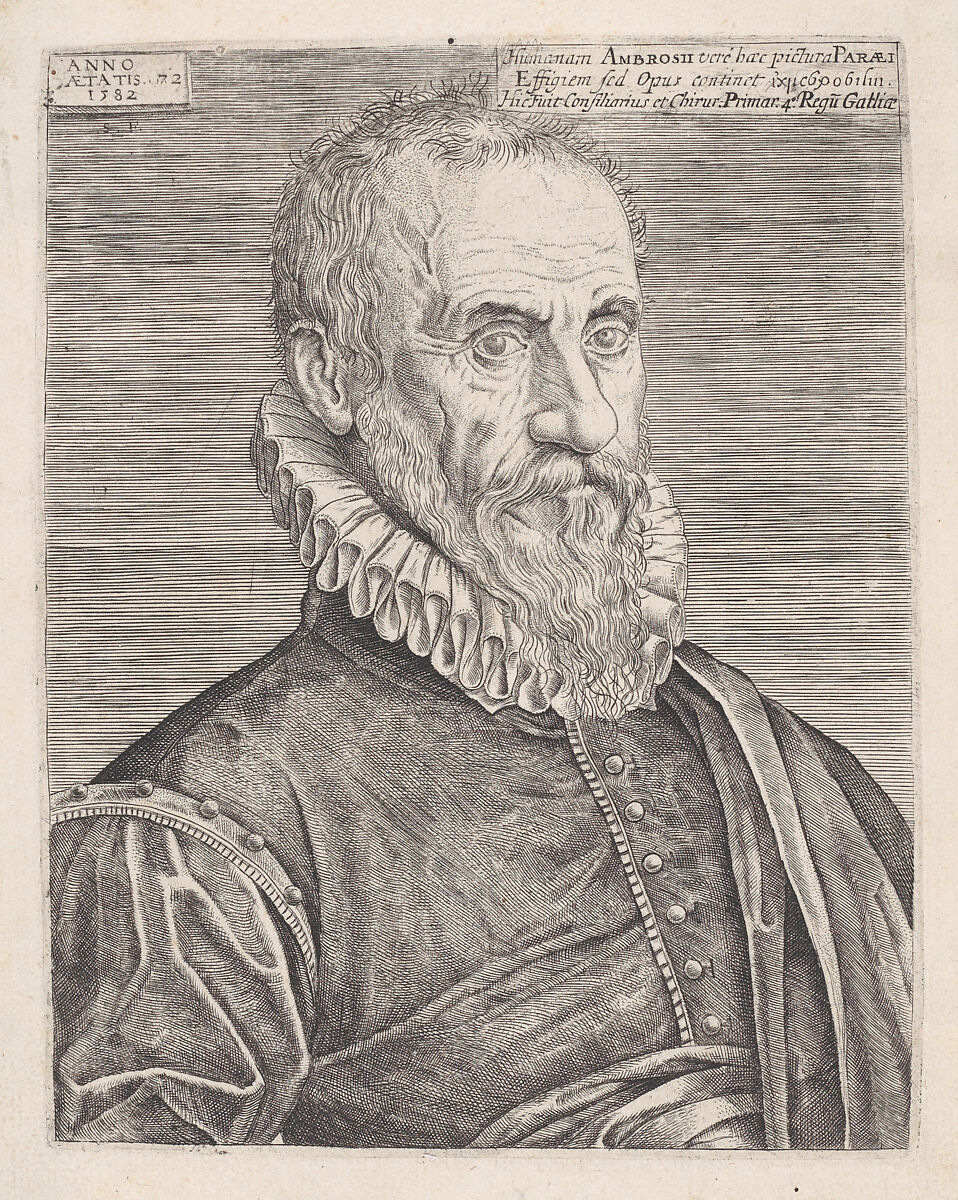 Portrait of Ambroise Paré, the King's surgeon, Etienne Delaune (French, Orléans 1518/19–1583 Strasbourg), Engraving 