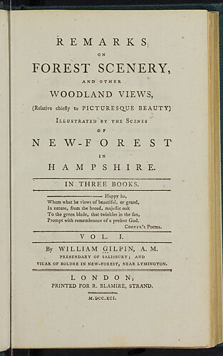 Remarks on forest scenery, and other woodland views, (relative chiefly to picturesque beauty) : Illustrated by the scenes of New-Forest in Hampshire