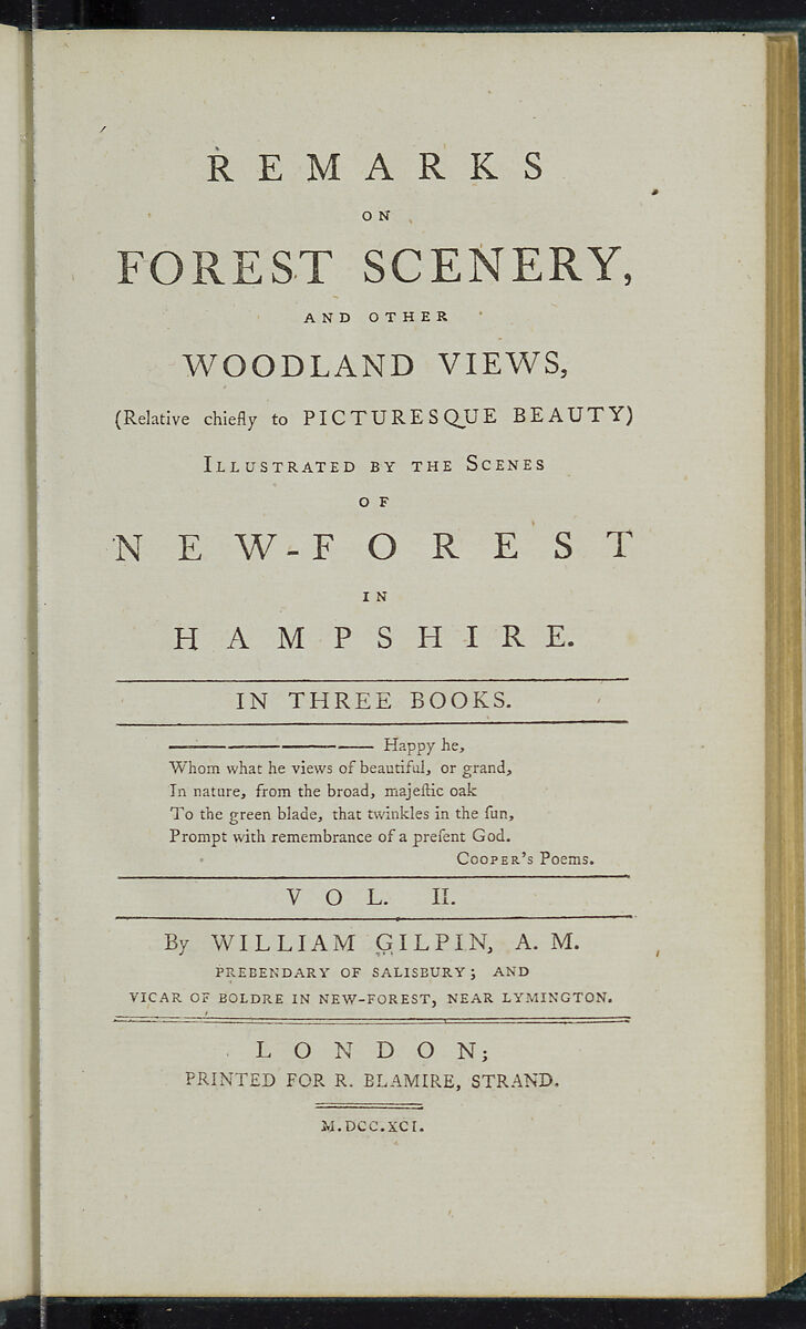 Remarks on forest scenery, and other woodland views, (relative chiefly to picturesque beauty) : Illustrated by the scenes of New-Forest in Hampshire, William Gilpin (British, Scaleby, Cumbria 1724–1804 Boldre, Hampshire) 