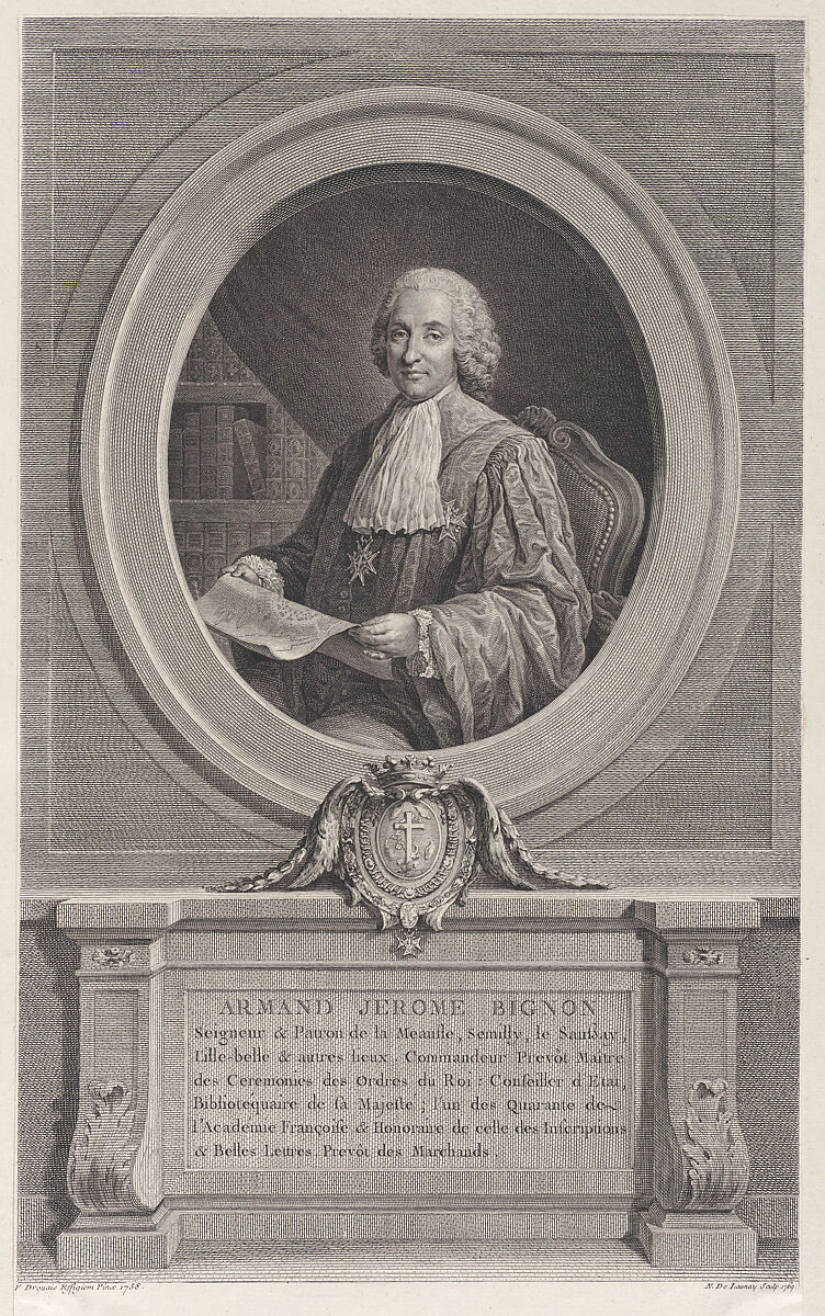 Portrait of Armand-Jérôme Bignon, Nicolas de Launay (French, Paris 1739–1792), Engraving 