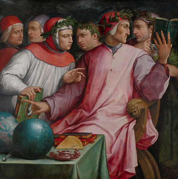 Six Tuscan Poets, Giorgio Vasari (Italian, Arezzo 1511–1574 Florence), Oil on panel 