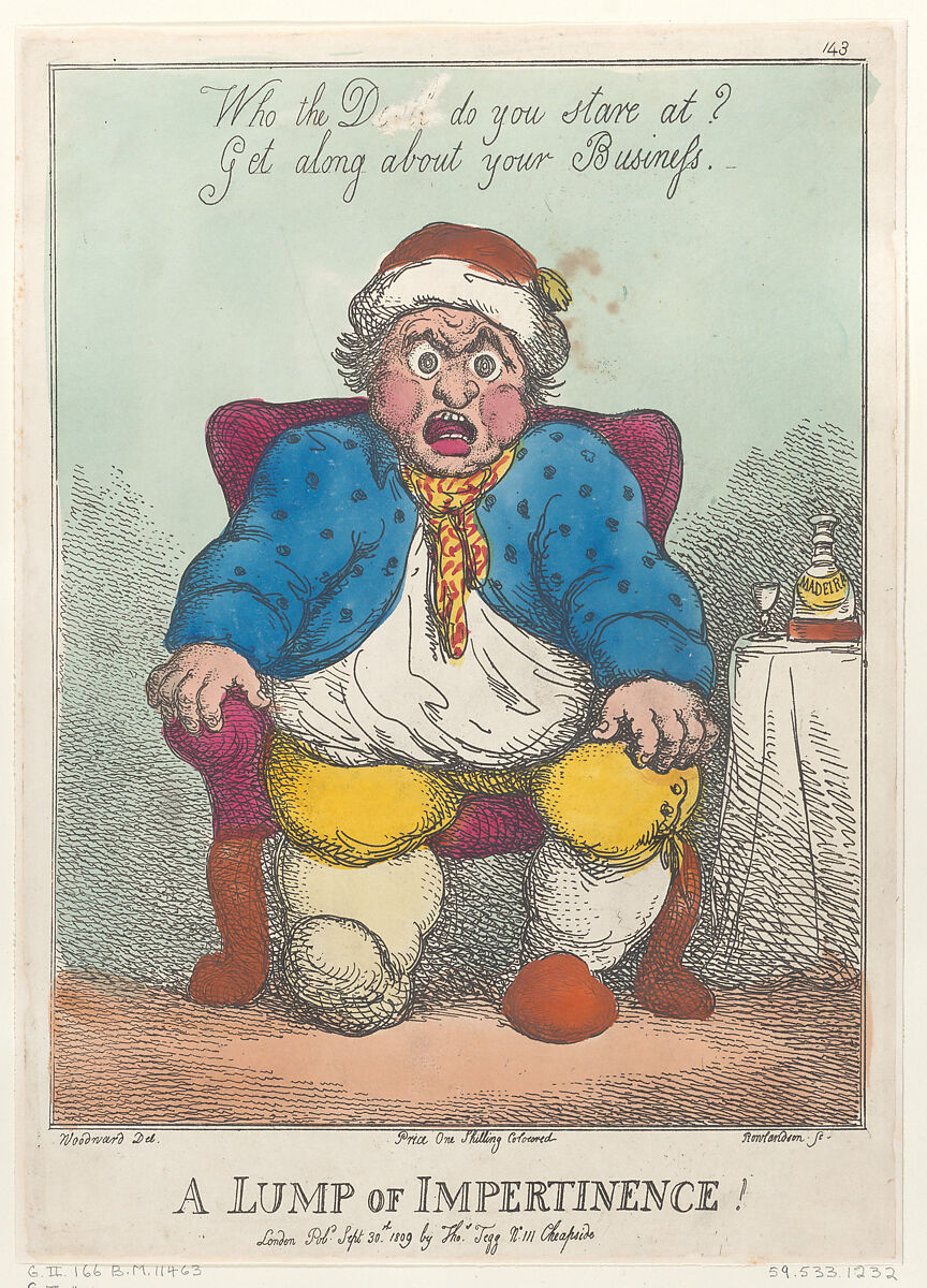 A Lump of Impertinence!, Thomas Rowlandson (British, London 1757–1827 London), Hand-colored etching 